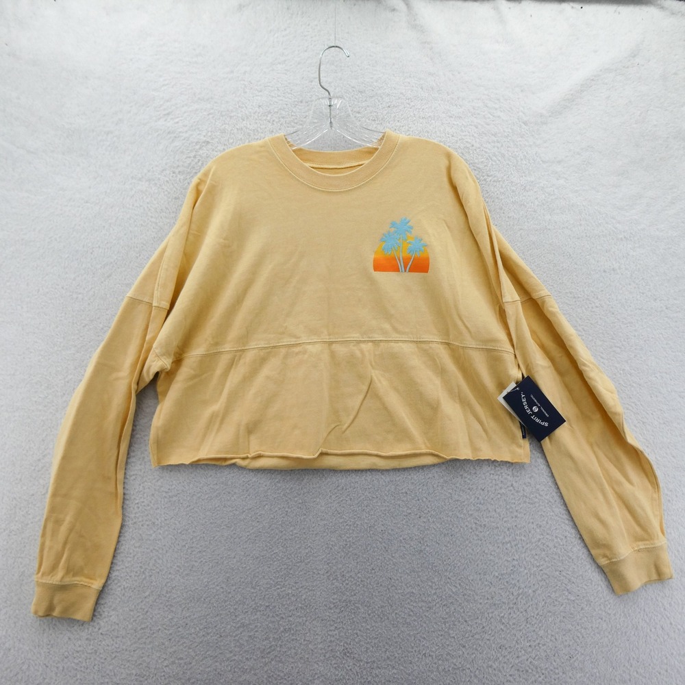 Spirit Jersey Crop Shirt Womens Medium Punta Mita Yellow Long Sleeve Cotton‎ Sun